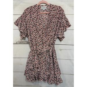 Sabina Musayev Size LG Dress Tiered Ruffles Short Sleeves Multicolor